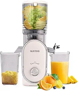 Cold Press Juicer, 5.3" Feed Chute Slow Masticating Machines with 300W, Fit Whole Fruits & Vegetables, Easy to Clean, High Juice Yield, White